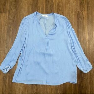 Sfera basic light blue, long sleeve tops, size large v-neck work‎ casual